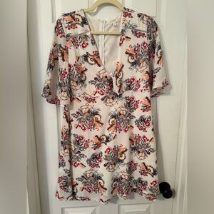 love, Fire Floral Mini Dress - Cream, Red, Black